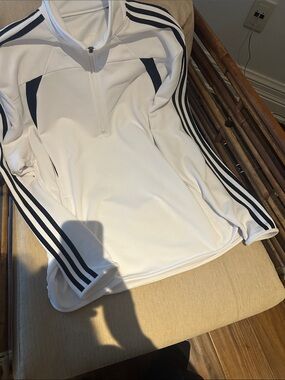 adidas White Black Zip-Up Men's Sweater